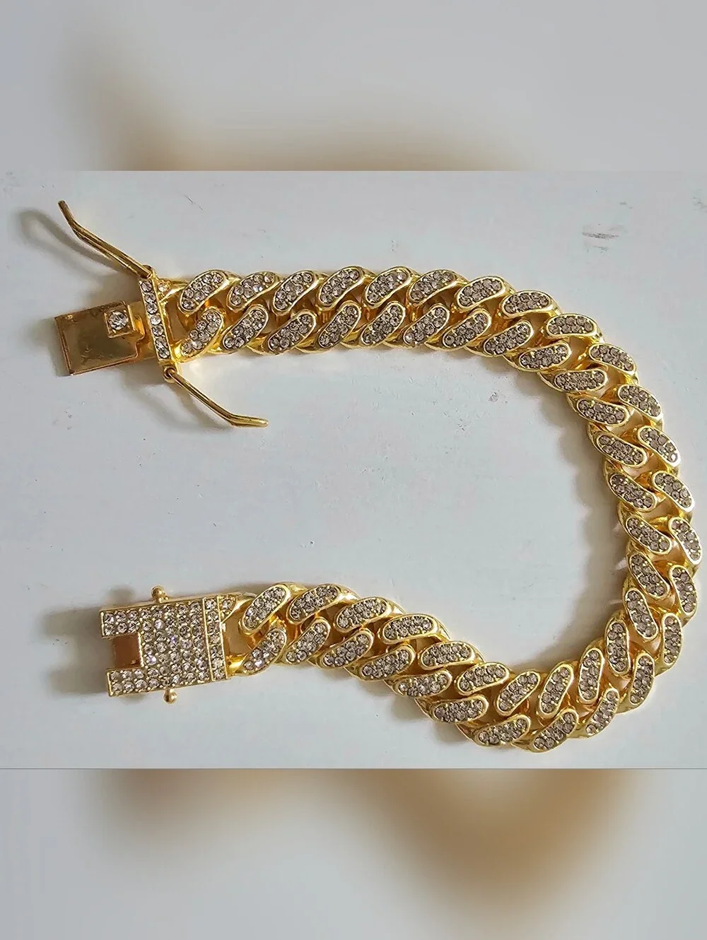 Luxury Gold Cuban Link Cat Collar 22cm Crystal Rhinestone Bling Pet Necklace